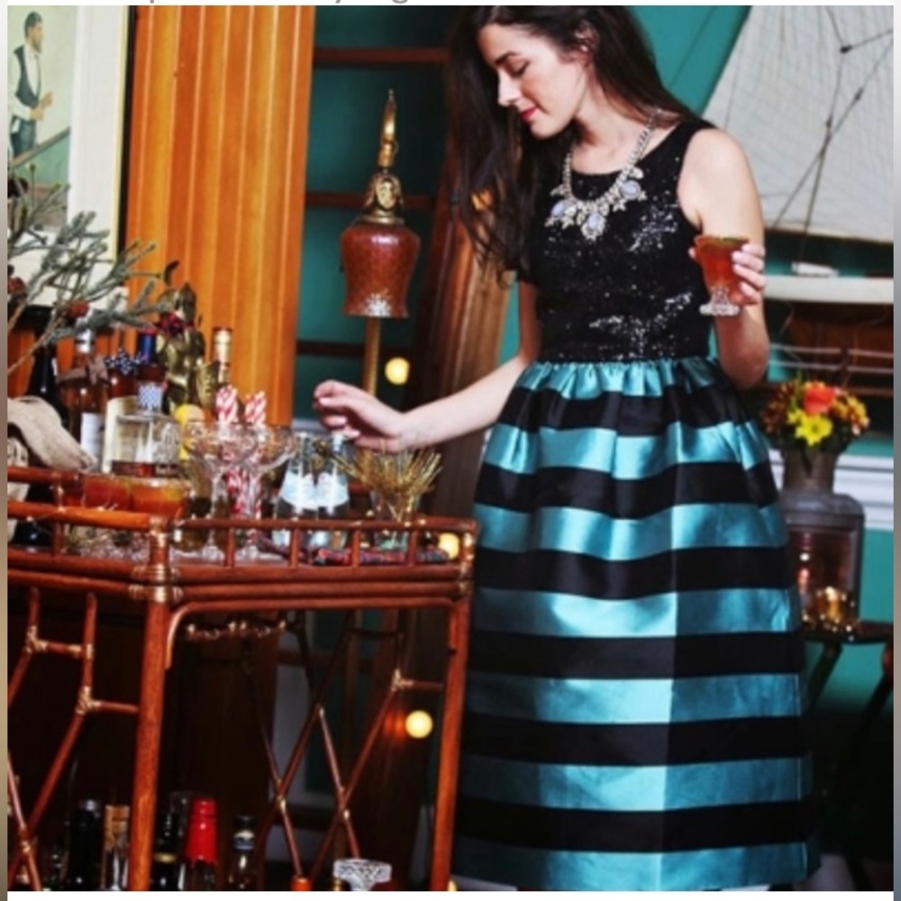 Leifsdottir Anthropologie Taffeta Sequined Dress Size 10